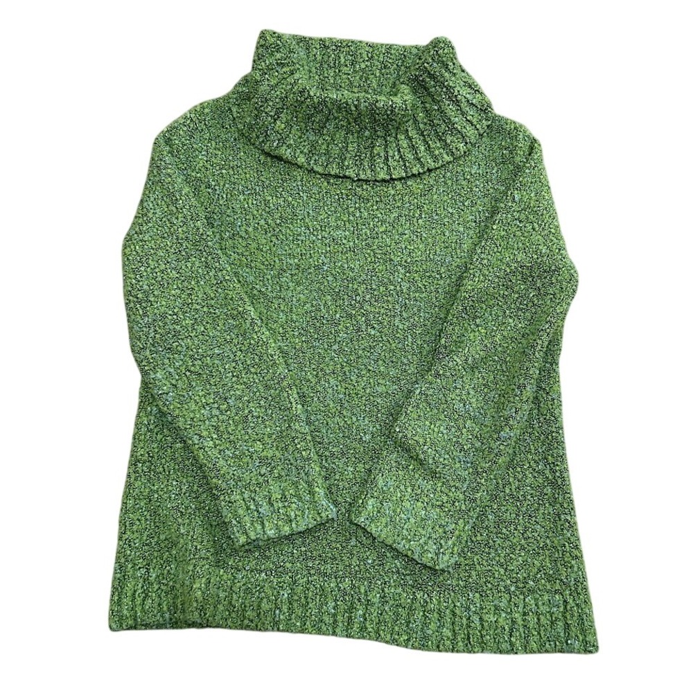 JM Collection Chunky Knit Cowl Neck Sweater Moss Green Cozy Core Pullover M